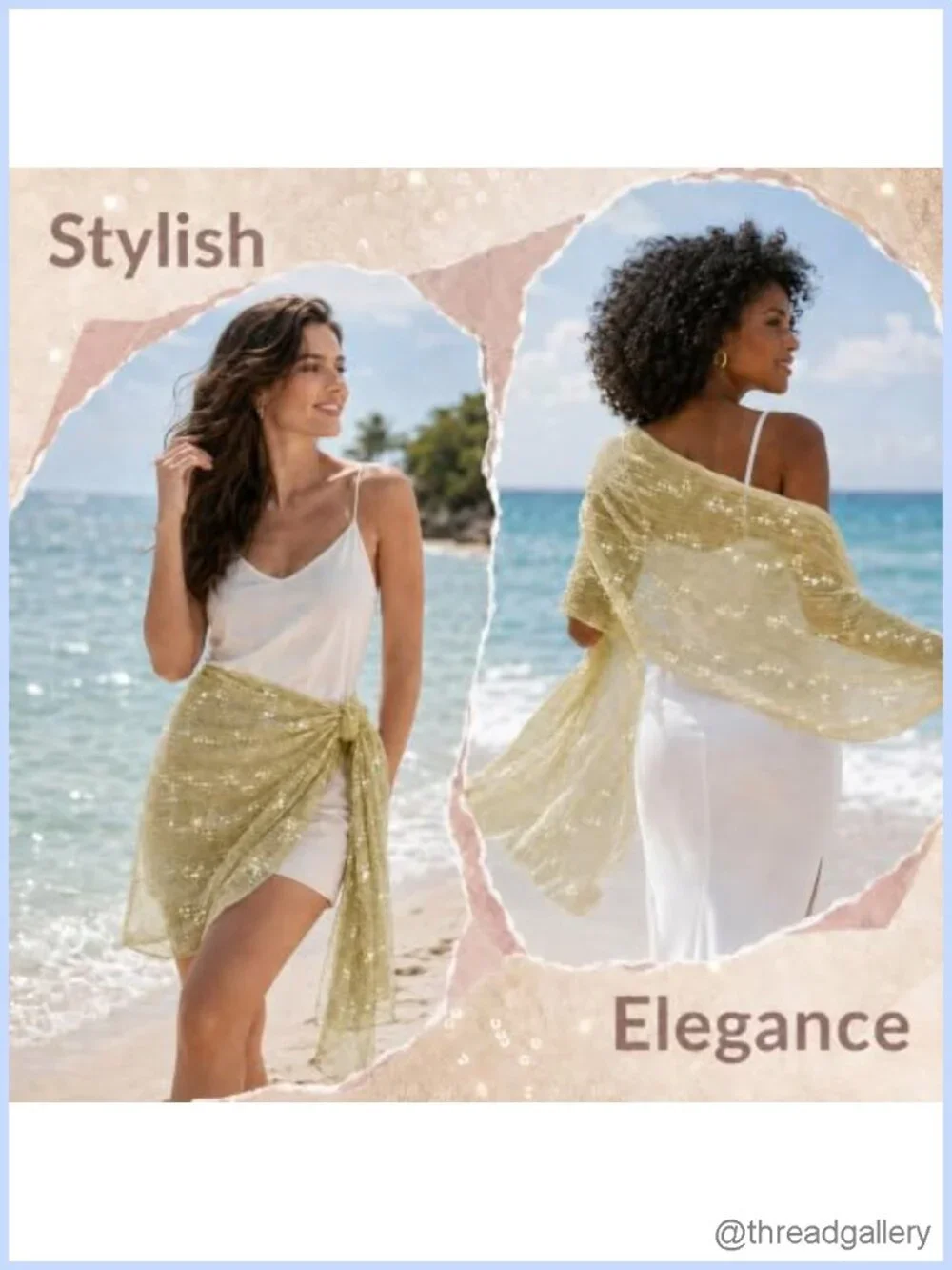 Sequin Neck Scarf for Women Lightweight Sheer Fashion Scarf